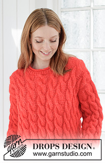 Queen of Cables Sweater / DROPS 267-28 - Knitted jumper in DROPS Air and DROPS Kid-Silk. The piece is worked top down with diagonal/European shoulders, cables and rolled neck-edge. Sizes XS - XXXL.