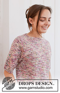 Memories of Provence Tee / DROPS 267-29 - Ylhäältä alas neulottu pusero DROPS Fabel-langasta. Työssä on raglanlinjat ja lyhyet hihat. Koot S - XXXL.