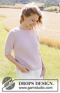 Rose Cloud Sweater / DROPS 267-31 - Pulovr s kruhovým sedlem a plastickým vzorem pletený shora dolů z příze DROPS Alpaca nebo DROPS Flora. Velikost XS - XXXL.