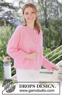 Persephone Cardigan / DROPS 267-6 - Prjónuð peysa úr 2 þráðum DROPS Kid-Silk eða 1 þræði DROPS Brushed Alpaca Silk. Stykkið er prjónað ofan frá og niður með laskalínu og i-cord. Stærð XS - XXXL.
