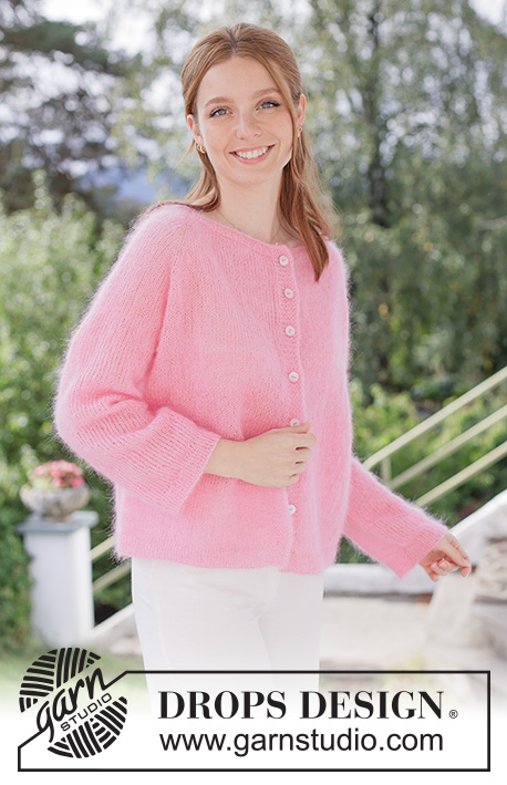 Persephone Cardigan / DROPS 267-6 - Prjónuð peysa úr 2 þráðum DROPS Kid-Silk eða 1 þræði DROPS Brushed Alpaca Silk. Stykkið er prjónað ofan frá og niður með laskalínu og i-cord. Stærð XS - XXXL.