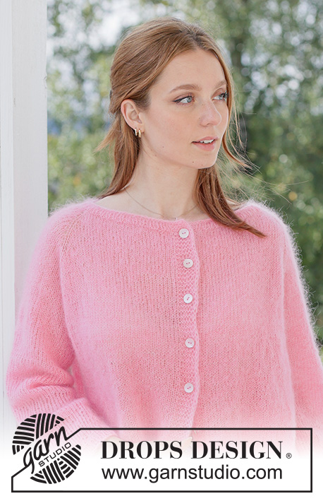 Persephone Cardigan / DROPS 267-6 - Prjónuð peysa úr 2 þráðum DROPS Kid-Silk eða 1 þræði DROPS Brushed Alpaca Silk. Stykkið er prjónað ofan frá og niður með laskalínu og i-cord. Stærð XS - XXXL.