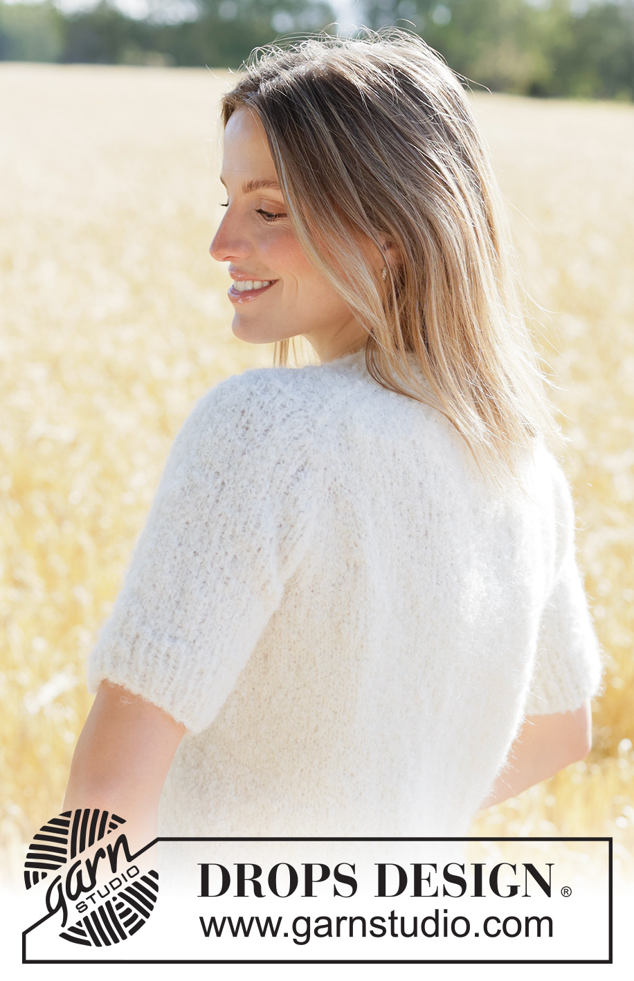 Barley Twist Sweater / DROPS 267-9 - Knitted jumper in DROPS Alpaca Bouclé and DROPS Kid-Silk. The piece is worked top down in stocking stitch with European yoke and cables. Sizes XS - XXXL.