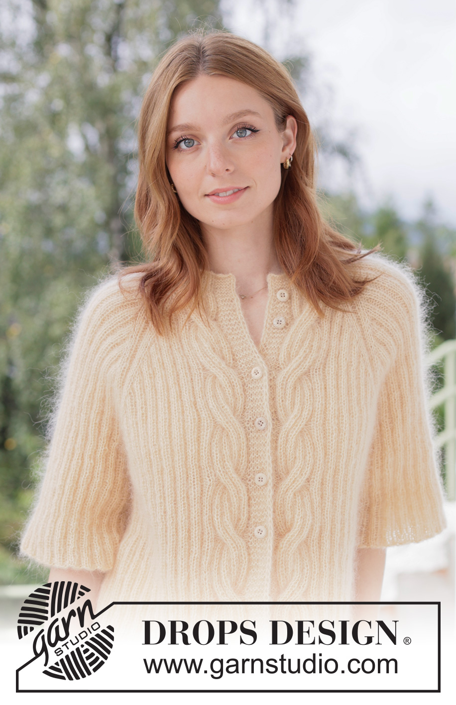 Morning Glow Cardigan / DROPS 268-11 - Knitted jacket in 2 strands DROPS Kid-Silk. The piece is worked top down with raglan, cables and rib. Sizes XS - XXXL.