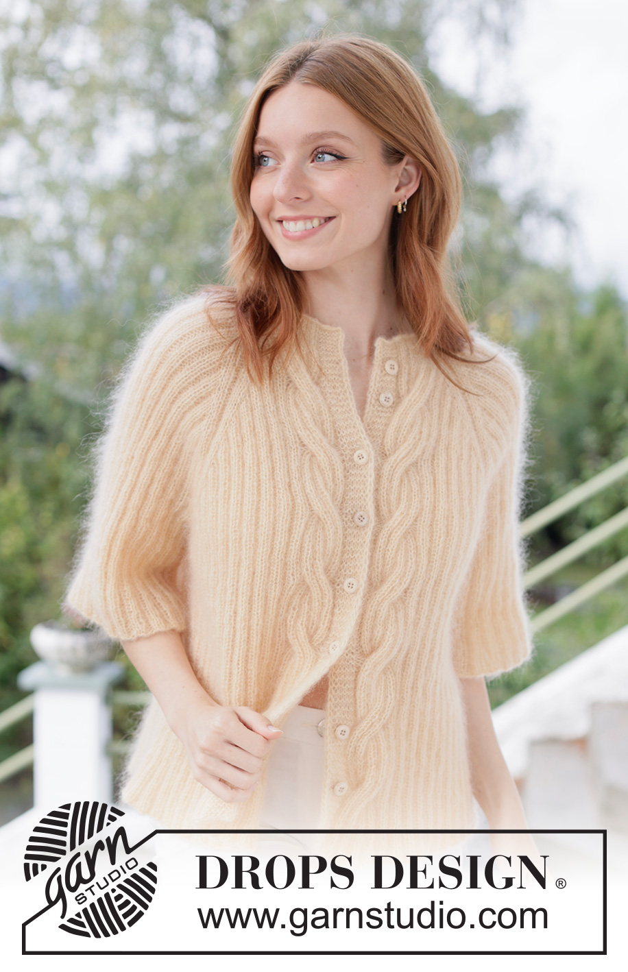 Morning Glow Cardigan / DROPS 268-11 - Knitted jacket in 2 strands DROPS Kid-Silk. The piece is worked top down with raglan, cables and rib. Sizes XS - XXXL.