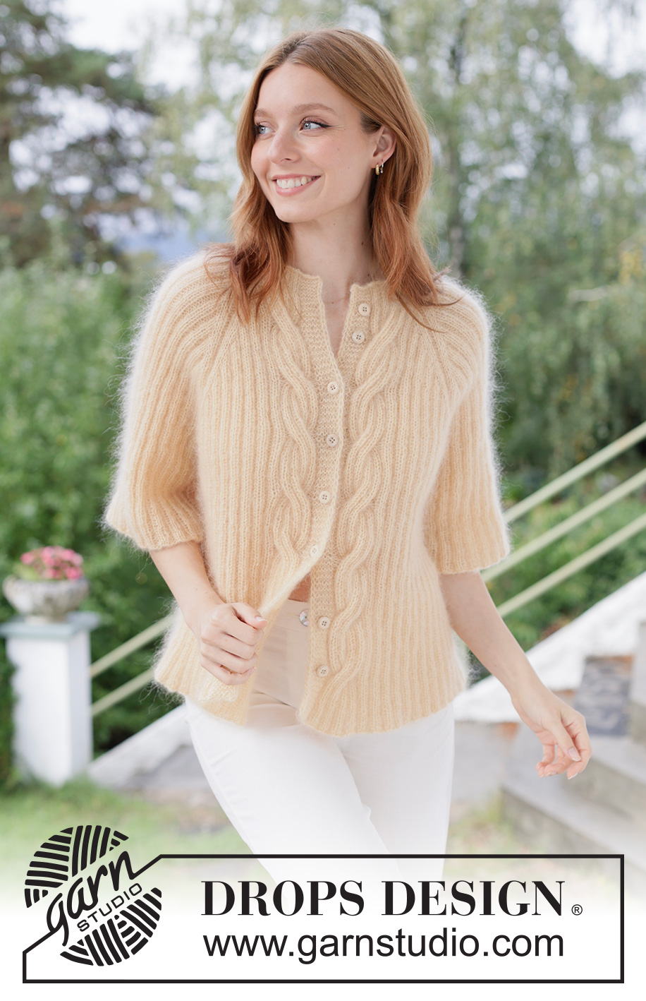 Morning Glow Cardigan / DROPS 268-11 - Knitted jacket in 2 strands DROPS Kid-Silk. The piece is worked top down with raglan, cables and rib. Sizes XS - XXXL.