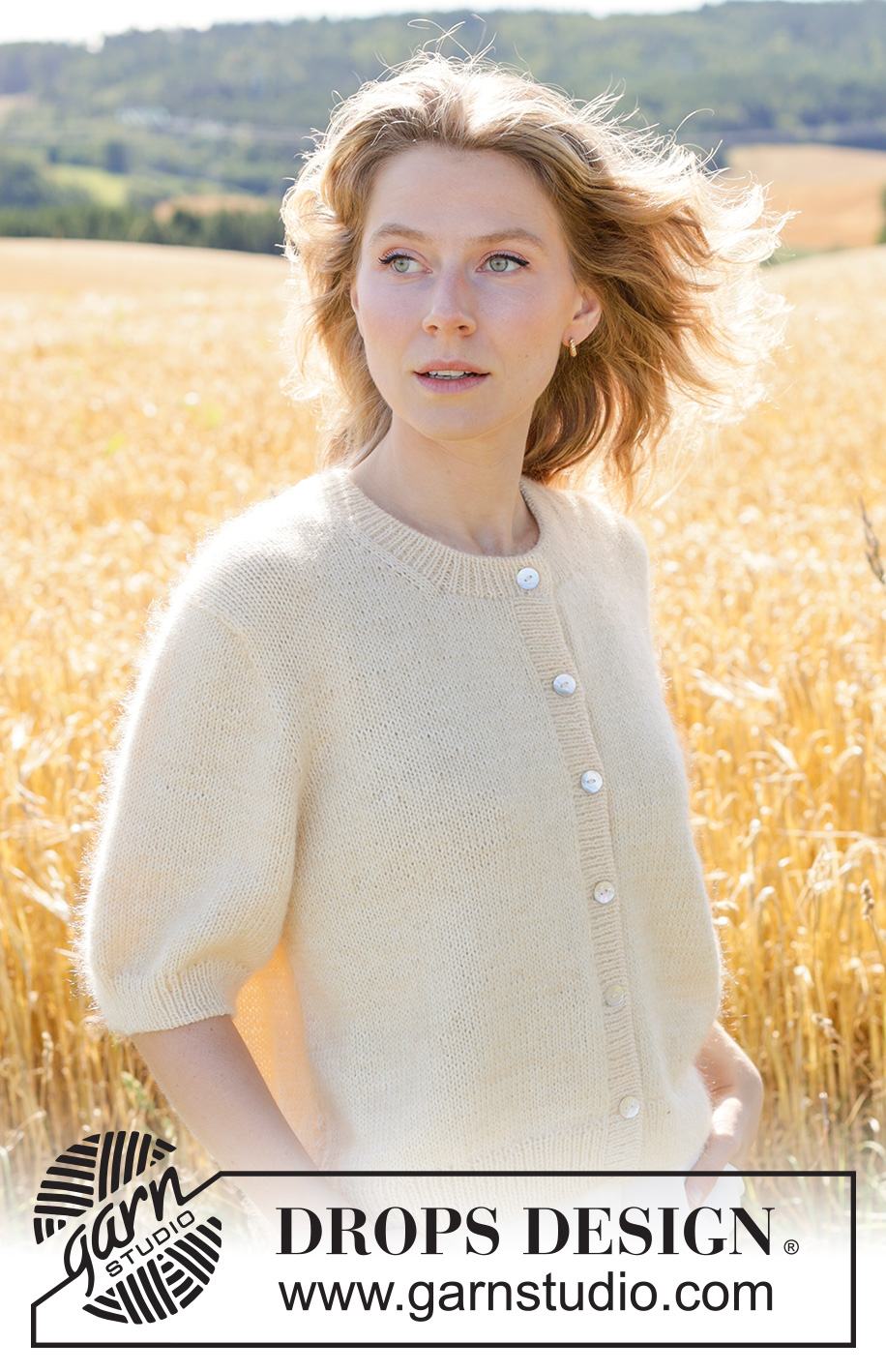 Lemon Mist Cardigan / DROPS 268-15 - Knitted jacket in DROPS BabyMerino and DROPS Kid-Silk. The piece is worked top down in stockinette stitch with European yoke, small cables each side and short sleeves. Sizes XS - XXXL.