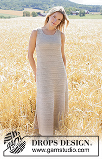 Harvest Dress / DROPS 268-2 - Crocheted long dress in DROPS Belle. Work top down. Size XS – XXXL.