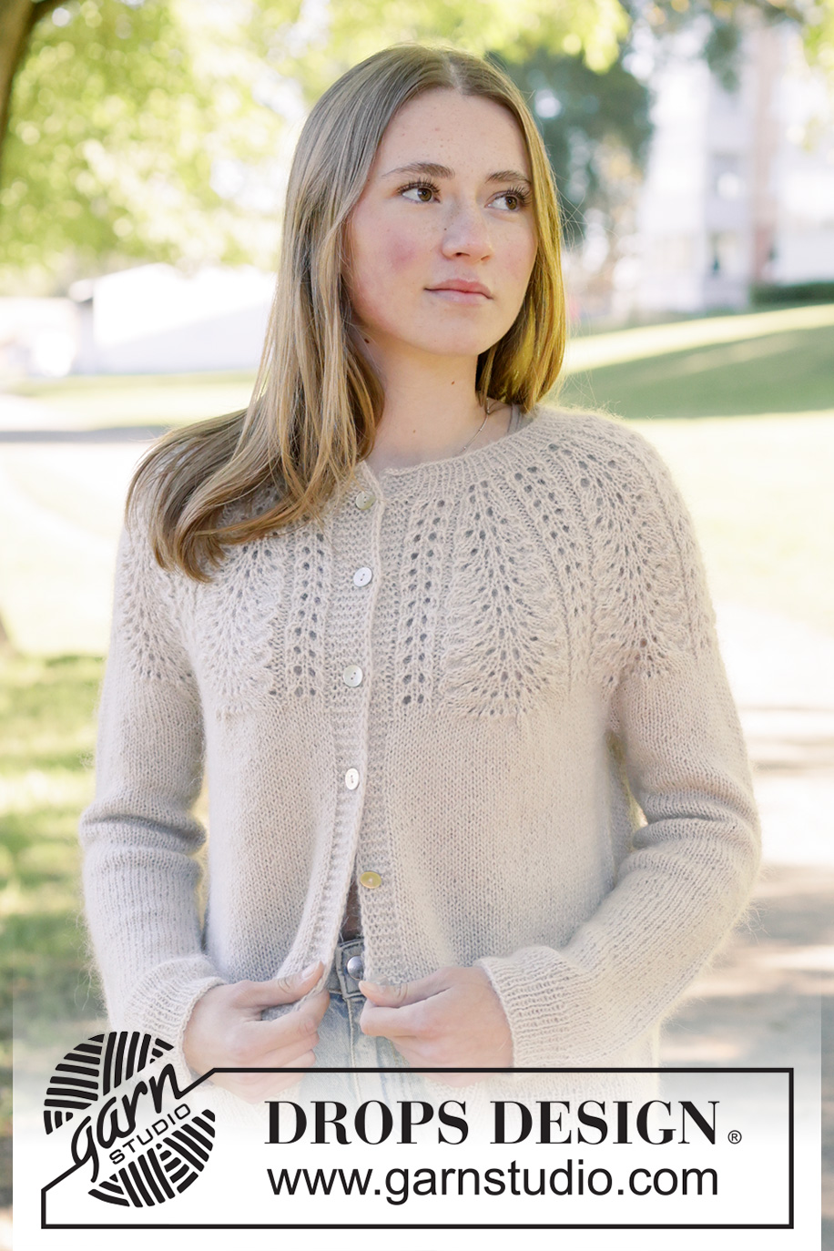 Meringe Bliss Cardigan / DROPS 268-6 - Knitted jacket in DROPS Nord and DROPS Kid-Silk. Piece is knitted top down with round yoke, lace pattern and I-cord. Size XS – XXXL.