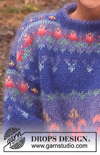 Garden Torches / DROPS 27-8 - Strikket genser med nordisk Liljer i 1 tråd DROPS Vienna eller 2 tråde DROPS Brushed Alpaca Silk