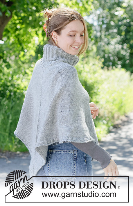 Hazy Sky Poncho / DROPS 271-28 - Free knitting patterns by DROPS