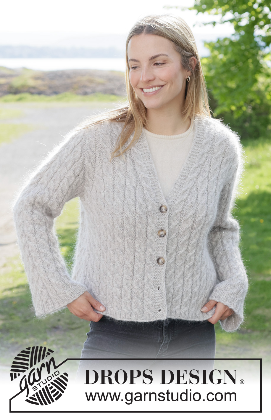 トップス Stone  Wool Cardigan Jumper Swirling Winter Cardigan / DROPS 271-7 - Free knitting patterns by