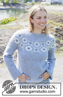 Blue Bloom Sweater / DROPS 273-1 - Free knitting patterns by DROPS