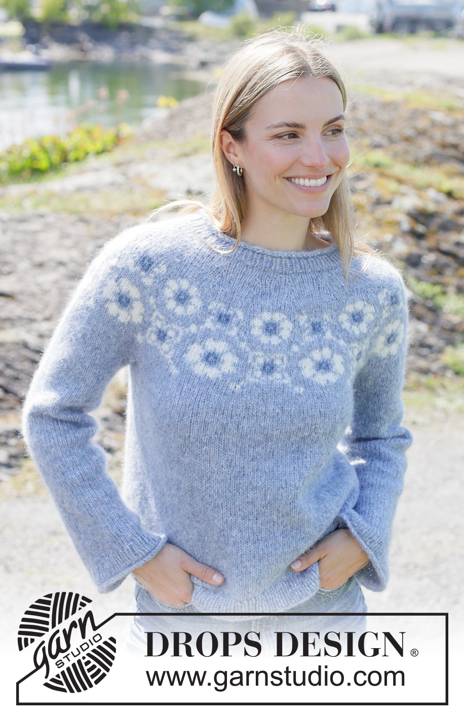 Blue Bloom Sweater / DROPS 273-1 - Free knitting patterns by DROPS
