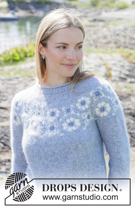 Blue Bloom Sweater / DROPS 273-1 - Free knitting patterns by DROPS