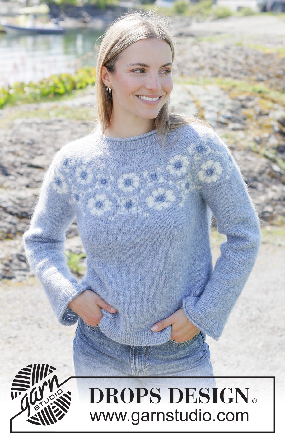 Blue Bloom Sweater / DROPS 273-1 - Free knitting patterns by DROPS