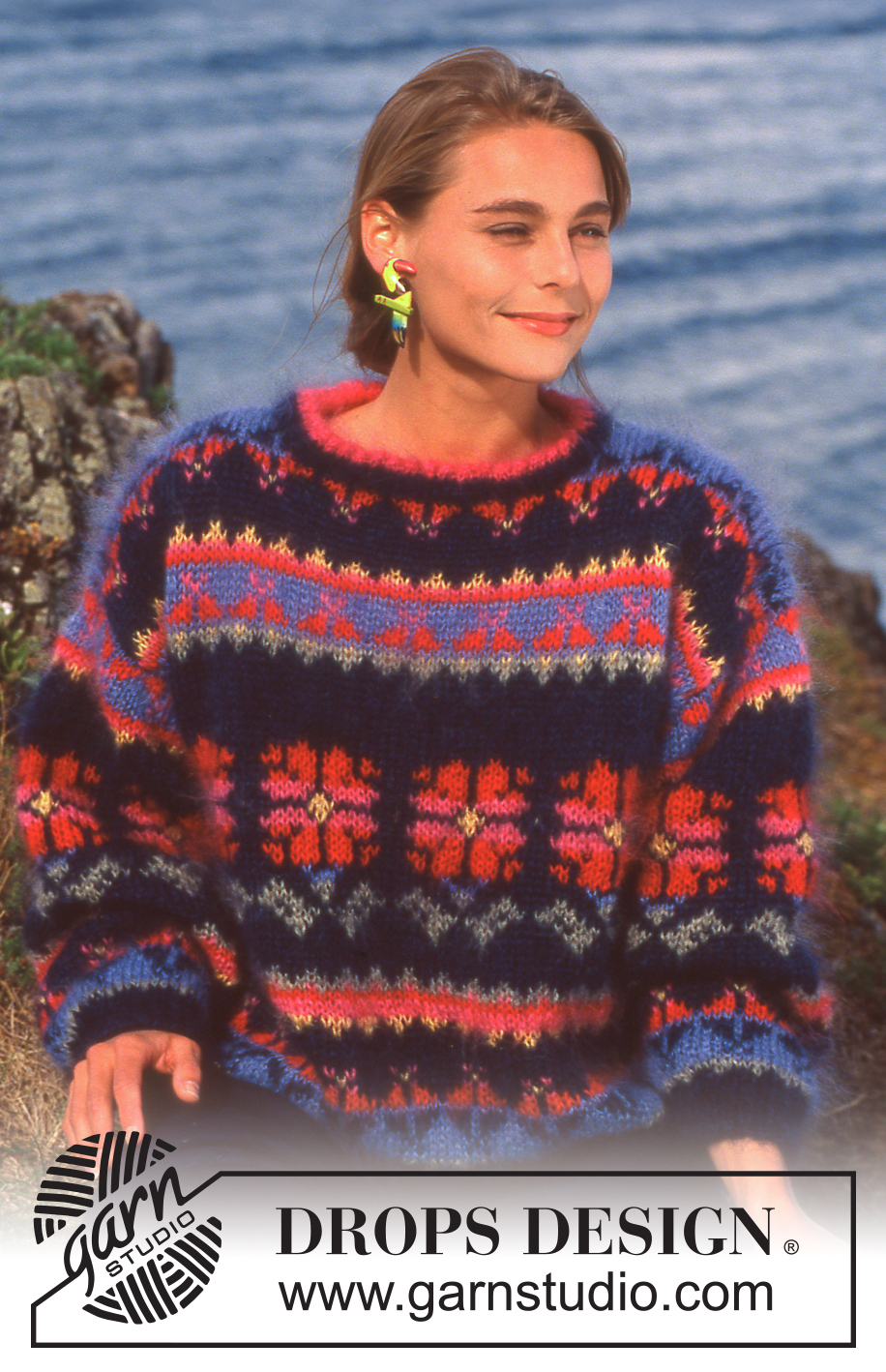 Stained Glass Sweater / DROPS 28-18 - DROPS jumper with pattern borders in “Vienna”.  