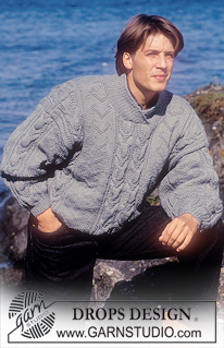 Cabled Motion / DROPS 28-22 - DROPS men’s jumper with cables in “Alaska”. 