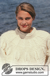Winter's Promise / DROPS 28-6 - DROPS jumper with leafy pattern and yoke in “Alaska”.