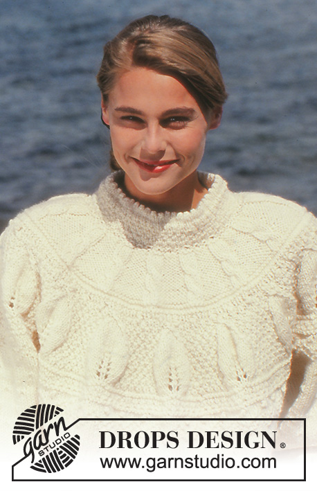 Winter's Promise / DROPS 28-6 - DROPS jumper with leafy pattern and yoke in “Alaska”.