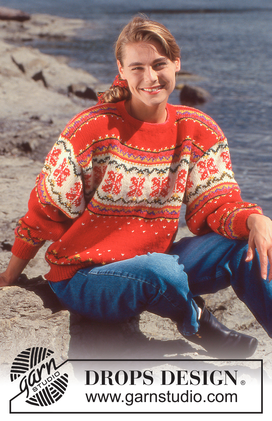 DROPS 28-8 - DROPS jumper with rose pattern in “Karisma”.  