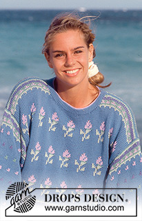 Raining Roses / DROPS 30-11 - DROPS jumper with flower pattern in “Muskat”. Size S – L.