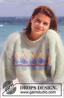 Pass the Call / DROPS 30-12 - Knitted jumper in DROPS Vienna or DROPS Melody with parrots. Size S - L.