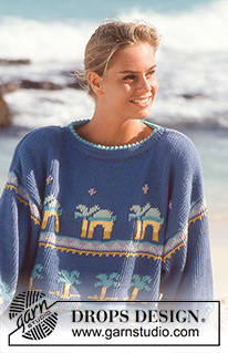 Desert Evenings / DROPS 30-13 - DROPS jumper with palm trees in “Paris.  Size S – L. 