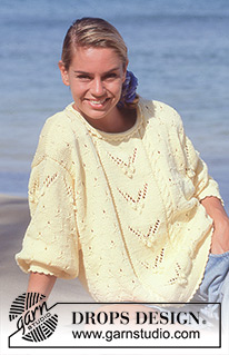 Lemon Sunshine / DROPS 30-16 - Knitted jumper with lace pattern in  DROPS Muskat or DROPS Cotton Light. Size M.