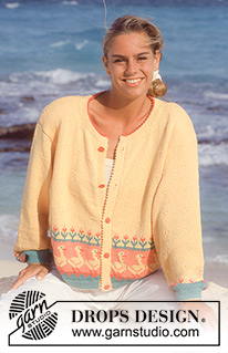 Ducks in a Row / DROPS 30-5 - DROPS Jacket with geese pattern border in “Muskat”. Size S-L.  