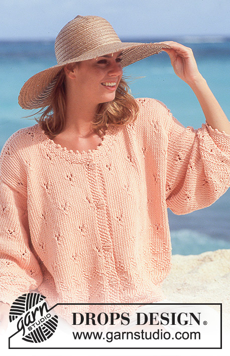Beach Glow Cardigan / DROPS 30-8 - DROPS jacket with lace borders in “Paris”. Size S-L.  