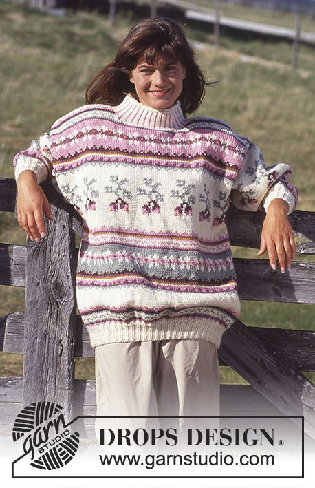 Snowberries / DROPS 31-20 - DROPS Sweater with berries in “Alaska” Long or short version. 
