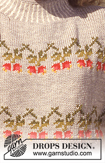 Rose Bouquet / DROPS 31-6 - DROPS Sweater with rosehip repeat and skirt in “Karisma Superwash” Short or long version. 