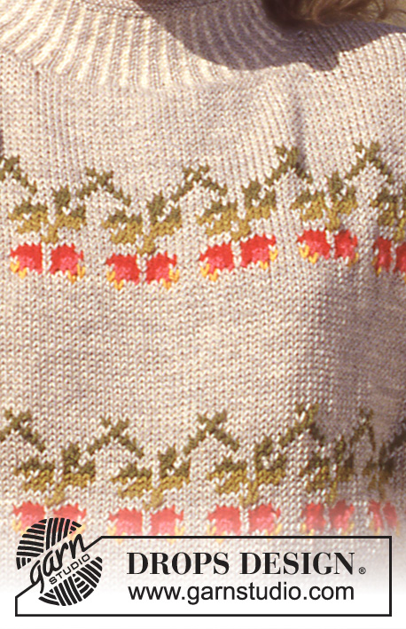 Rose Bouquet / DROPS 31-6 - DROPS Sweater with rosehip repeat and skirt in “Karisma Superwash” Short or long version. 