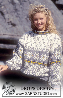 Rose Revolution / DROPS 32-22 - DROPS Sweater in Karisma Superwash with stars and rose squares