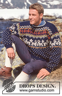 Reindeer Roundup / DROPS 32-23 - DROPS Sweater for men in Karisma Superwash with snowflakes and reindeer