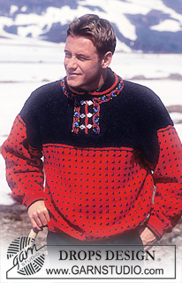 Scooter / DROPS 32-7 - Sweater for men in Karisma Superwash with embroidered ribbon and dots