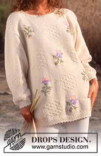 Flower Patches / DROPS 34-8 - DROPS Bluse i Paris med blomster og struktur