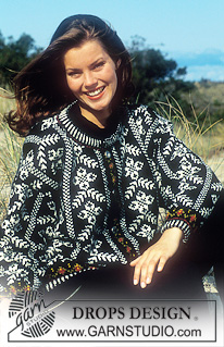 DROPS 35-15 - Drops Jacket with black and cream pattern in “Karisma Superwash ”
Short or long version.