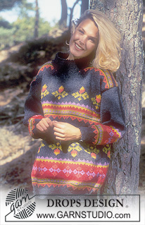 DROPS 35-4 - Drops Sweater with acorns and border repeats in “Alaska”