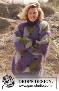 Purple Diamonds / DROPS 36-13 - DROPS Sweater with harlequin pattern in “Vienna”