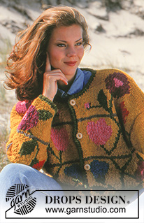 Spring Begins Cardigan / DROPS 36-19 - DROPS Cardigan with flower pattern in handspun Alpaca or DROPS Nepal