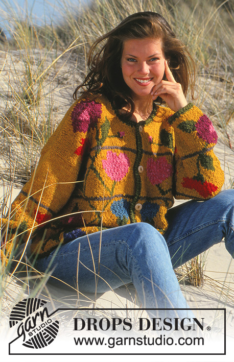 Spring Begins Cardigan / DROPS 36-19 - DROPS Cardigan with flower pattern in handspun Alpaca or DROPS Nepal