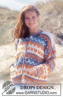 DROPS 36-21 - Drops Cardigan with border pattern in “Alpaca”