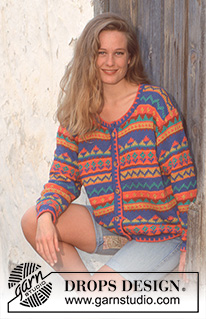 Colours of Peru / DROPS 37-7 - DROPS jacket with pattern borders in “Paris”. Size S – L.