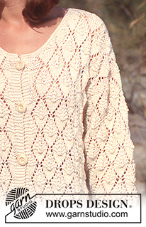 Blooming Webs / DROPS 38-1 - DROPS jacket with textured pattern in “Muskat Soft or “Safran”. Long or short version.  