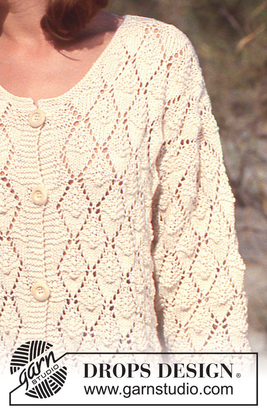 Blooming Webs / DROPS 38-1 - DROPS jacket with textured pattern in “Muskat Soft or “Safran”. Long or short version.  