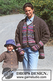 Limerick / DROPS 39-10 - DROPS waistcoat, jacket and fingerless gloves with pattern borders in “Karisma”  