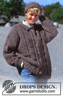 DROPS 39-2 - DROPS jacket in textured pattern and hat in “Alaska-Tweed” 