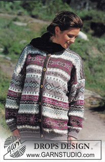 DROPS 39-21 - DROPS jacket with pattern borders in “Karisma”
